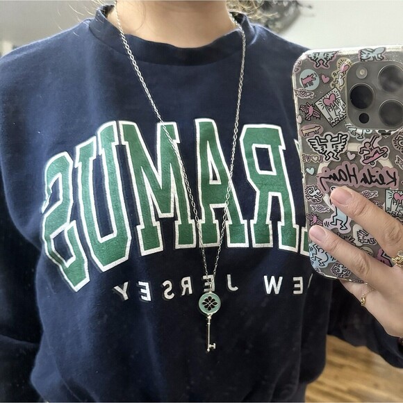 🧧SOLD🎋Tiffany & Co. Blue Enamel Knot Key Pendant Silver Oval Link Necklace 30” - Picture 9 of 9